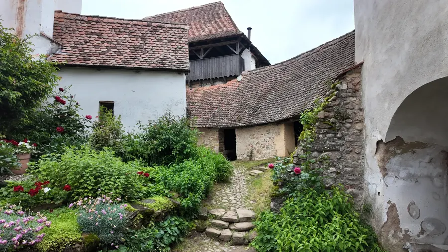 Courtyard inside the fortified church walls at Viscri